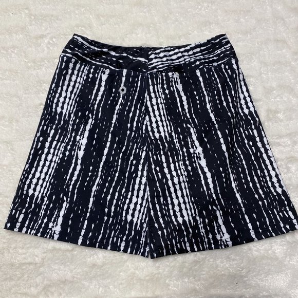 Women's A-Line Skirt Small Black Linear Linde Polyester Stretch Short Length - Picture 2 of 12